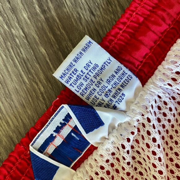 Champion VTG Red Swim Trunk Nylon Board Shorts Men's LG Bathing Suit Beach 90's - Picture 8 of 10